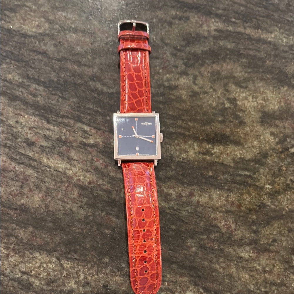 Elegant Red Crocodile Leather Watch